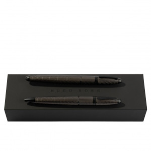 Zestaw upominkowy HUGO BOSS długopis i pióro wieczne - HSF1562D + HSF1564D Ciemno szary
