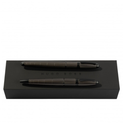 Zestaw upominkowy HUGO BOSS długopis i pióro wieczne - HSF1562D + HSF1564D Ciemno szary HPBP156D 
