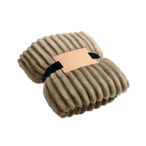 Polarowy koc w paski RPET Khaki
