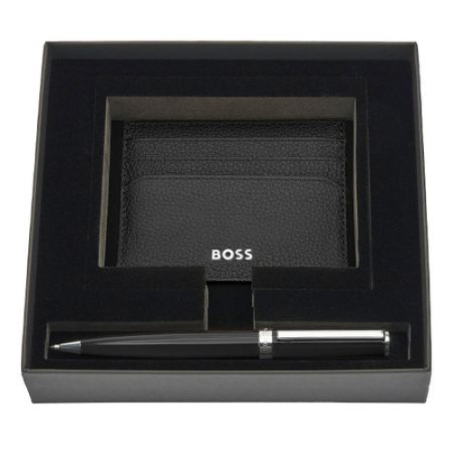 Zestaw upominkowy HUGO BOSS Długopis i etui na karty Czarny HPCB254A 