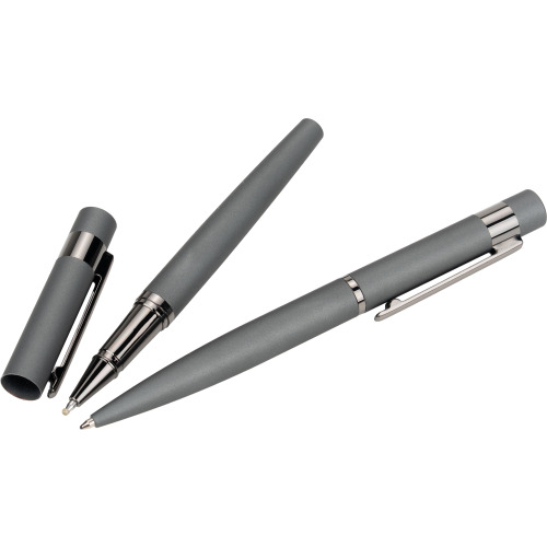 Zestaw piśmienny długopis i pióro kulkowe soft touch Porto Vehlo MoLu Ciemnoszary 516777 (2)