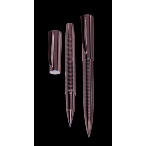 Metalowy długopis i cienkopis Srebrny błyszczący KC6615-17 (3)