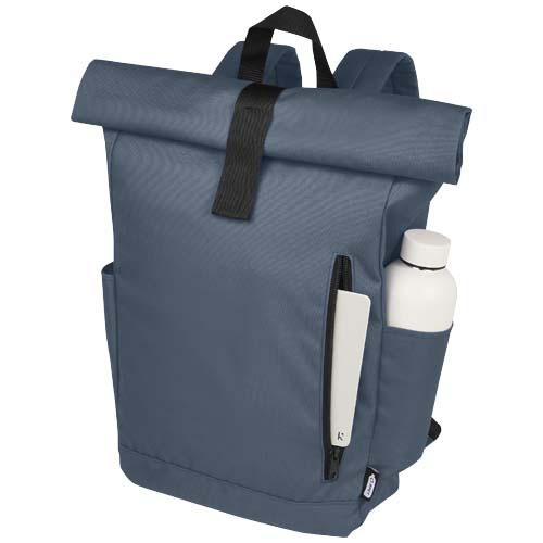 Byron plecak na laptopa 15,6 cala z tworzywa RPET z certyfikatem GRS z zawijanym zamknięciem, 18 l Hale Blue 12065991 (4)