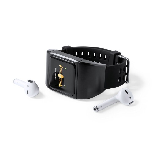 Monitor aktywności, bezprzewodowy zegarek wielofunkcyjny, bezprzewodowe słuchawki douszne czarny V0551-03 (2)