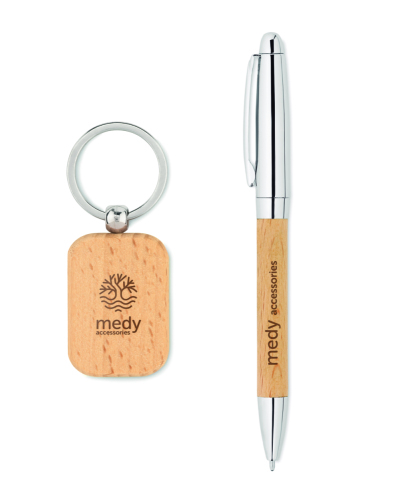 Zestaw - brelok i długopis drewna MO9775-40 (6)