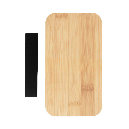 Pudełka śniadaniowe 2 w 1, 2x500 ml, bambusowe wieczko, sztućce | Tijani Czarny VA101-03 (8)