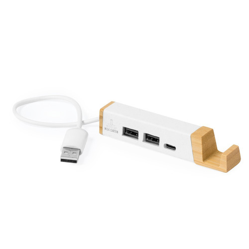 Hub USB i USB typu C ze zrecyklingowanych kartoników po mleku biały V2006-02 (2)