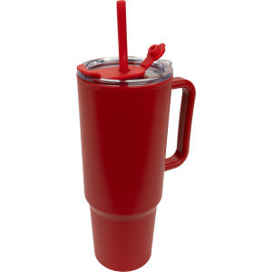 Kubek ze słomką XXL 1200 ml TEODORA Czerwony