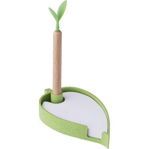 Zestaw do notatek "liść", długopis Zielony V2992-06 