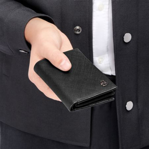 Składany portfel na karty Double B Saffiano Black Czarny HLF526A (5)