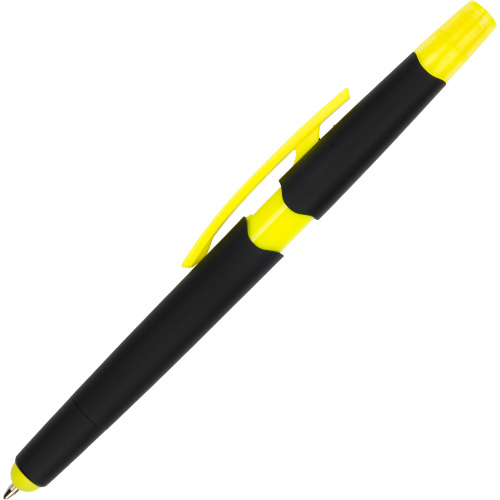 Długopis plastikowy z zakreślaczem touch pen EMMETT żółty 1096508 (3)