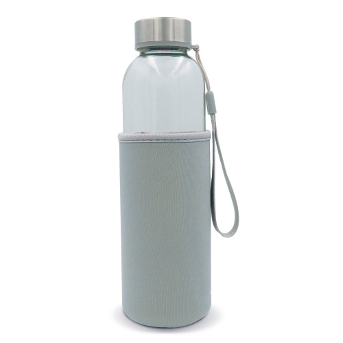 Szklana butelka na wodę z rękawem 500ML Transparentny / szary LT98822-N0461 