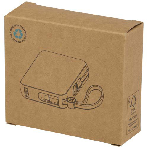 Acrux powerbank do tabletu o pojemności 10 000 mAh i mocy 35 W z wbudowanym kablem typu C - wykonany z tworzyw sztucznych pochodzących z recyklingu. Czarny 12445090 (1)