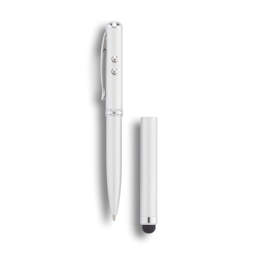 Długopis 4 w 1, touch pen, wskaźnik laserowy, latarka Srebrny P327.102 (2)