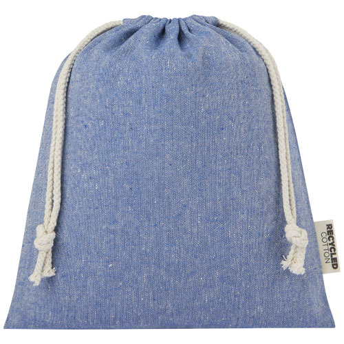 Pheebs torba na prezent z bawełny z recyklingu o gramaturze 150 g/m² i z certyfikatem GRS, średnia o pojemności 1,5 l Niebieski melanż 12067150 (2)