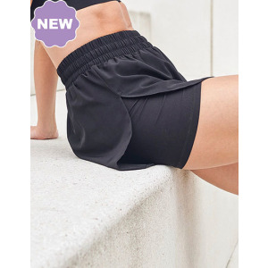 Szorty Dwuwarstwowe Sportowe Odprowadzajace Wilgoc - Black & Black