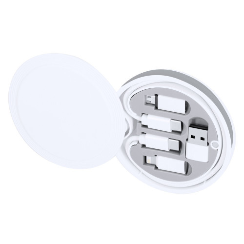 Kabel do ładowania i synchronizacji, 3 adaptery w komplecie, etui z karabińczykiem Biały VA376-02 