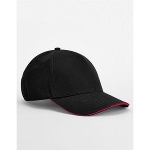 Czapka 5 Panelowa Bawełna Organiczna - Black & Classic Red