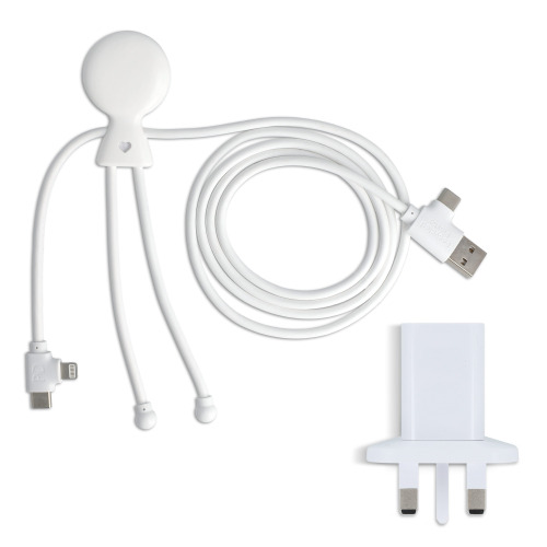 2090 - Długi kabel do ładowania Xoopar Mr Bio + adapter z wtyczką UK Biały LT41026-N0001 