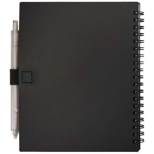 Niove zestaw notatnik w miękkiej okładce z tworzyw sztucznych pochodzących z recyklingu i długopis (niebieski tusz) Czarny 10629890 (3)