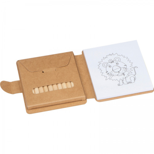 Kolorowanka z kredkami drewnianymi 12 kolorów RUFIN Beżowy 2359013 (3)