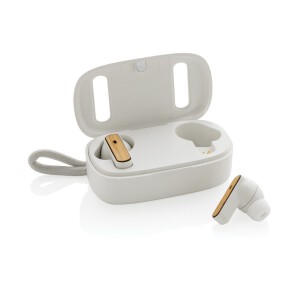 Bezprzewodowe słuchawki douszne TWS, plastik z recyklingu white