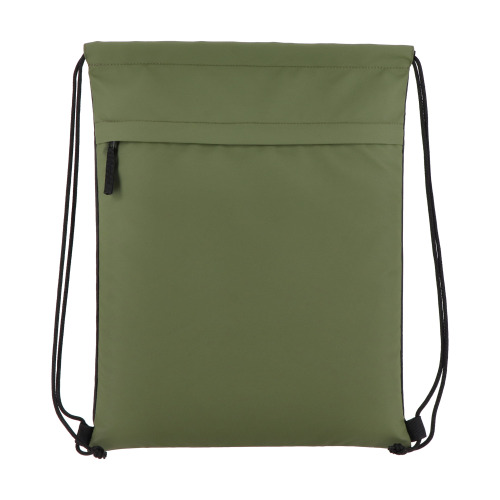 Torba ze sznurkiem z powlekanego PU R-PET 600D, wymiary 33 x 42 cm Oliwkowa zieleń LT91394-N0043 (1)