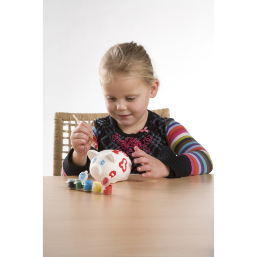 Skarbonka "świnka" do malowania, farbki i pędzelek Biały V6453-02 (1)