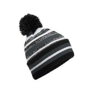 Czapka Zimowa Dzianinowa z Pomponem - Black & Kelly Green