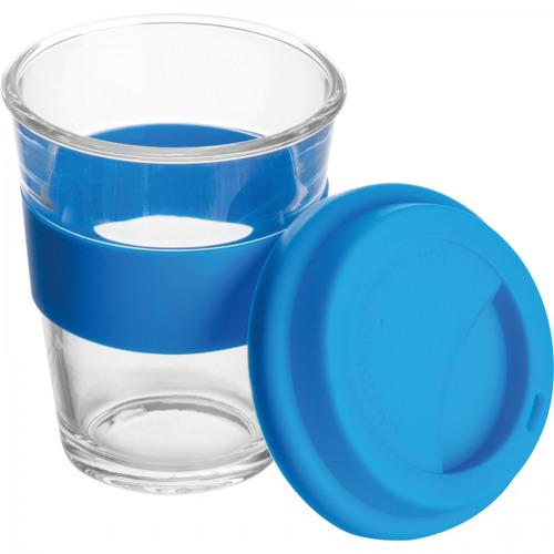 Kubek szklany z pokrywką 300 ml AMANDA Niebieski 6257204 (2)