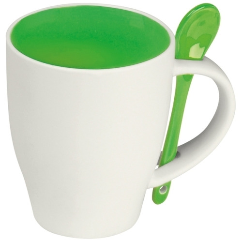 Kubek ceramiczny z łyżeczką PALERMO 250 ml Zielony 509509 (3)