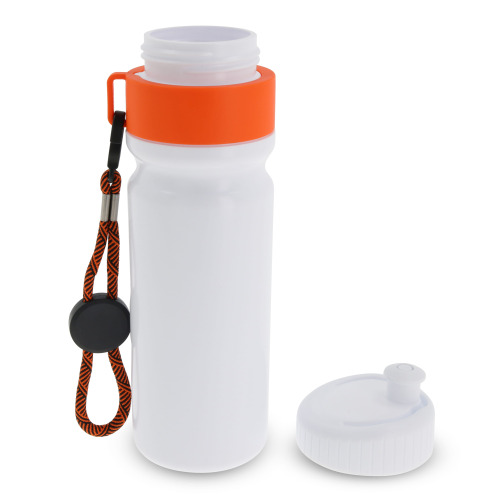 Bidon Sportowy Z Obwódka I Kolorowym Sznurkiem 750ml Biały / pomarańczowy LT98736-N0126 (3)
