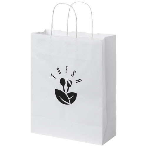 Torba z papieru Kraft ze skręconymi uchwytami – 25 x 11 x 32 cm Biały 1PQ00201 