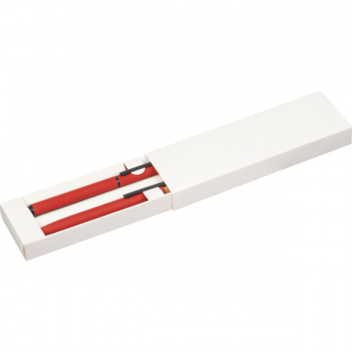 Zestaw piśmienny długopis i pióro kulkowe z aluminium z recyklingu RAFFAELE Czerwony 1470605 (5)