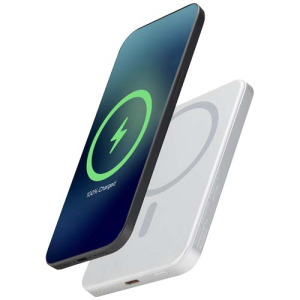 Powerbank Avis 5000 mAh z recyklingowanego aluminium posiadającego certyfikację RCS, z wbudowanym magnesem 