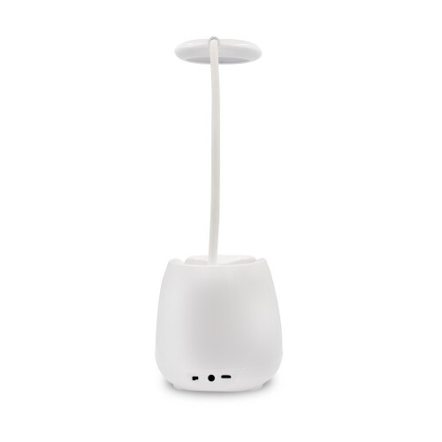 Lampka na biurko, głośnik bezprzewodowy 3W, stojak na telefon, pojemnik na przybory do pisania biały V0188-02 (6)