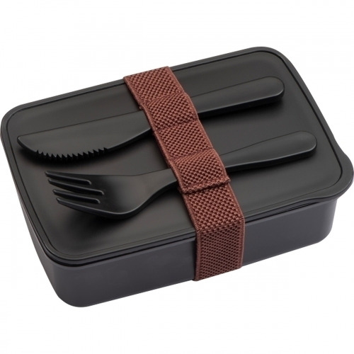 Lunch box ze sztućcami VIGO 600 ml Czarny 265903 