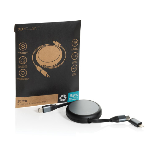Zwijany kabel do ładowania 240W Terra Black P302.7701 (10)
