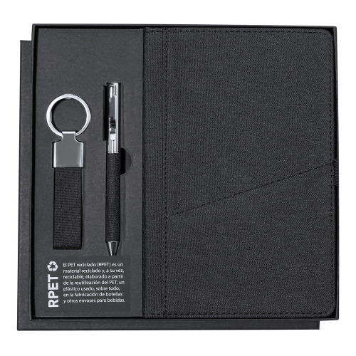 Zestaw upominkowy, brelok, notatnik ok. A5, długopis, pudełko podarunkowe Czarny VA355-03 (5)