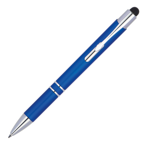 Długopis plastikowy touch pen z podświetlanym logo WORLD niebieski 089204 (3)