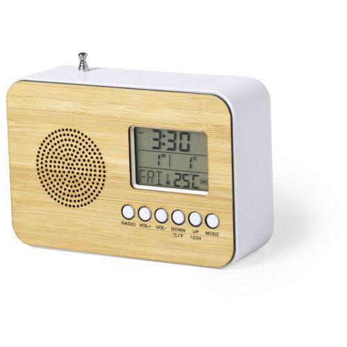 Zegar na biurko z alarmem, radio brązowy V0367-16 (1)