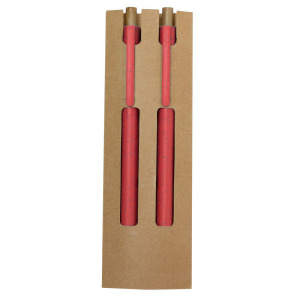 Zestaw piśmienniczy ze słomy pszenicznej, długopis i "wieczny" ołówek Czerwony