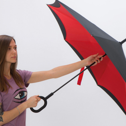 Parasol manualny odwrócony ø120 cm OLIVIA Czerwony 4047605 (6)