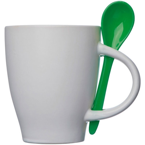 Kubek ceramiczny z łyżeczką PALERMO 250 ml Zielony 509509 