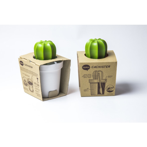 Pojemnik z łyżeczką na kawę kaktus Cacnister Biały QL10280-WH-GN (4)
