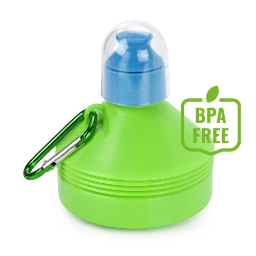 Bidon, składana butelka sportowa 600 ml z karabińczykiem Jasnozielony V7619-10 (3)