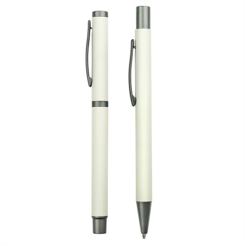 Zestaw piśmienny, długopis i pióro kulkowe biały V1957-02 (2)