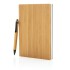 Bambusowy notatnik A5 z bambusowym długopisem brązowy P772.159  thumbnail