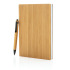 Bambusowy notatnik A5 z bambusowym długopisem brązowy P772.159  thumbnail