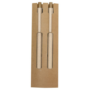 Zestaw piśmienniczy ze słomy pszenicznej, długopis i "wieczny" ołówek Neutralny